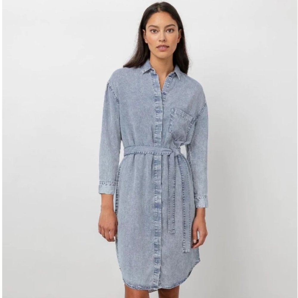 NWT - Railes Ames Bluye Acid Wash Shirt Dress